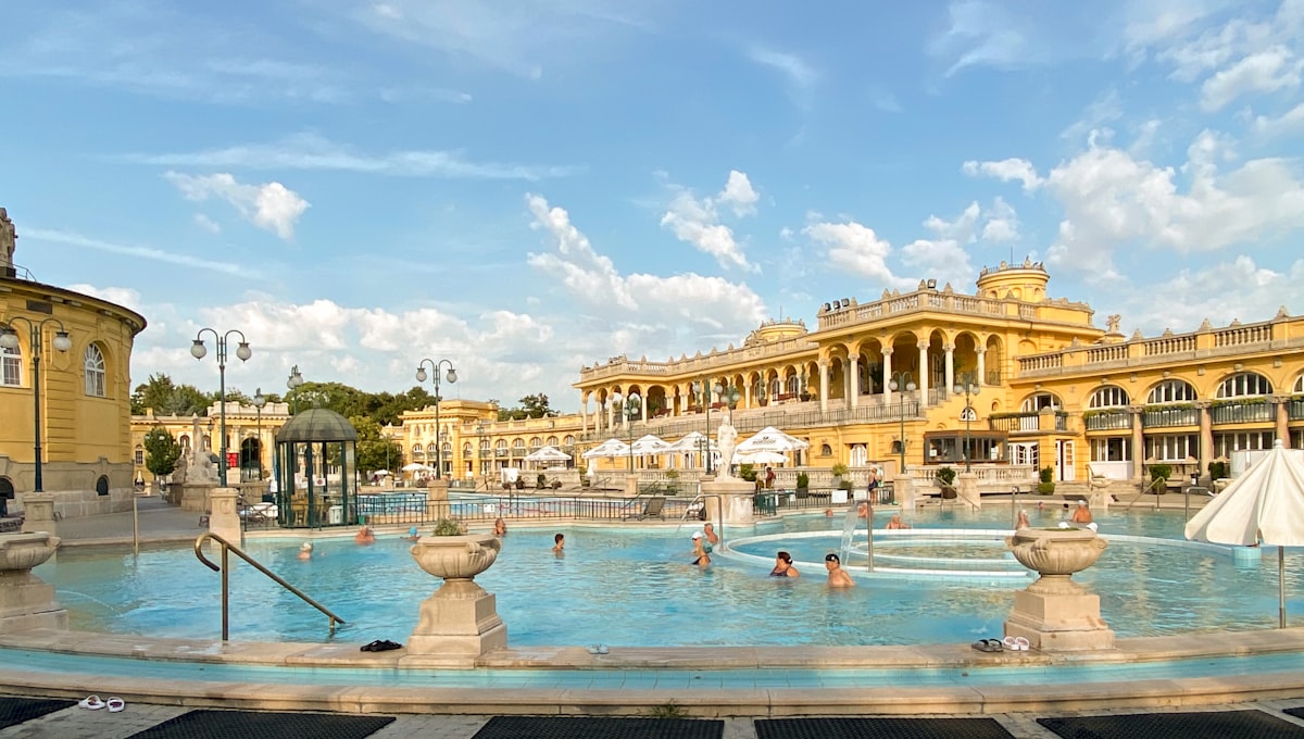 Budapest panorama with Chain Bridge and Buda Castle at sunset over the Danube